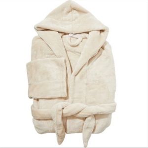 Cozy Robe Cream Tan Comfy Loungewear Soft Fuzzy Neutral NWT